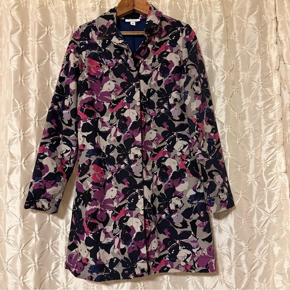 THAKOON for Target Abstract Floral Design Long Line Jacket Trench Coat - Picture 1 of 10